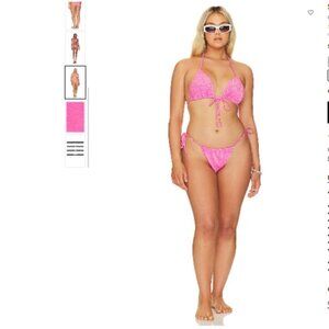 NWT Good American Sexy Tiny Ties Bachelorette Hot Pink Bikini Bottom Size 6 3XL